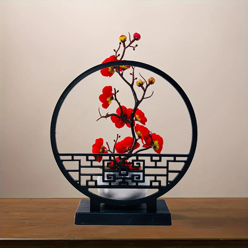 1 Set, Chinese Artificial Plum Blossom Potted Plant, Plastic Fake Bonsai Flower, Indoor and Outdoor Simulation Plant, Includes