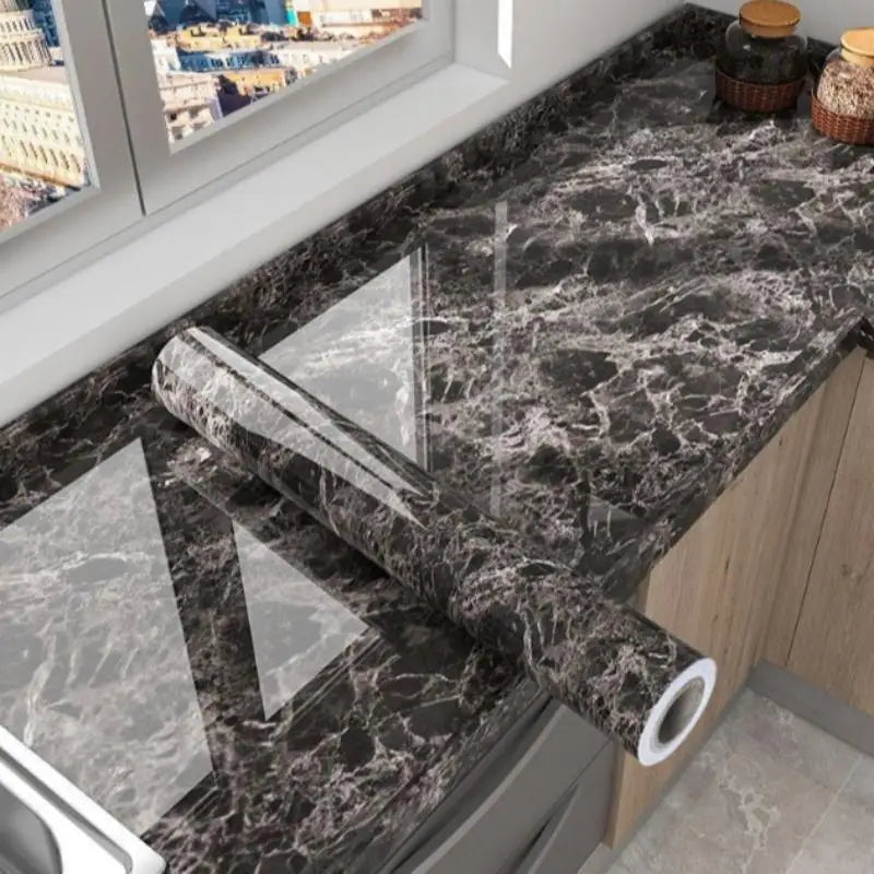 Marble Pattern Wallpaper, Self Adhesive Wall Sticker, Waterproof & Oil-proof Wall Decal, Wall Decor for Home Kitchen Living Room