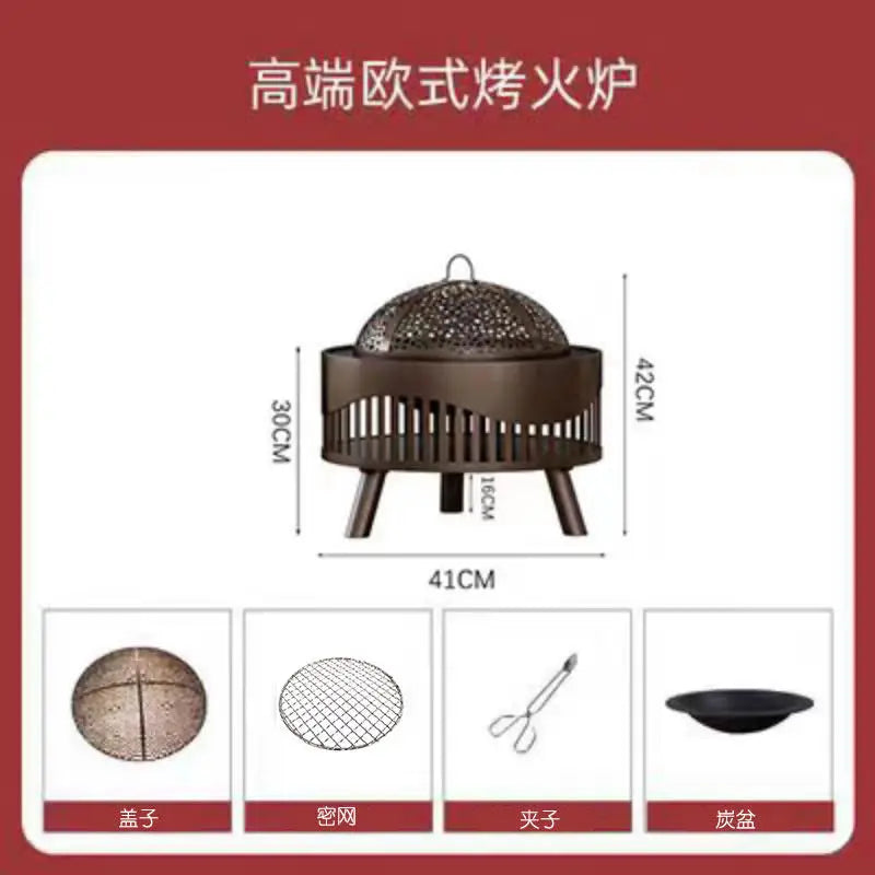 Charcoal Fire Pit Stove Patio Indoor Heating Brazier Household Carbon Furnace Outdoor Barbecue Grill Smokeless Coal Burner Tea