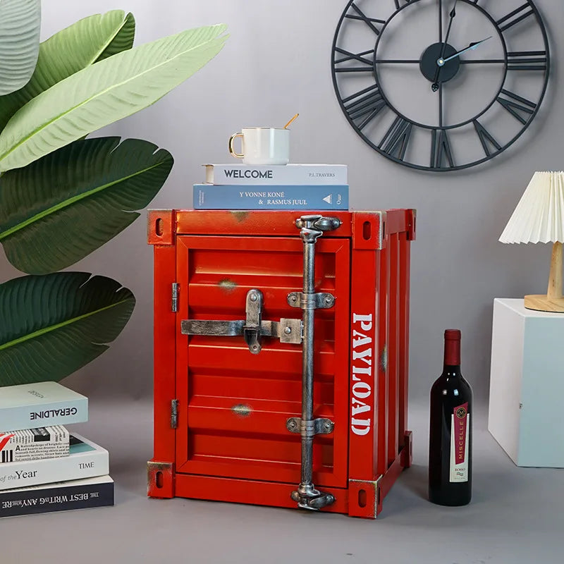 Iron Storage Cabinet Garage Yard Storage Cabinet Container with Door & Lock, Industrial Style, Blue, Red, White