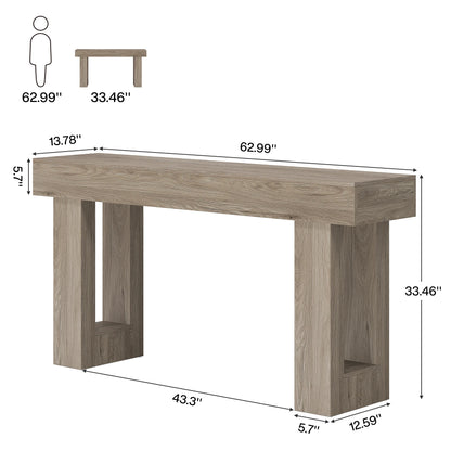 Tribesigns Farmhouse Console Table, 63-Inch Long Narrow Sofa Table Behind The Couch, Wooden Rectangular Entryway Table for Entrance, Hallway, Living Room