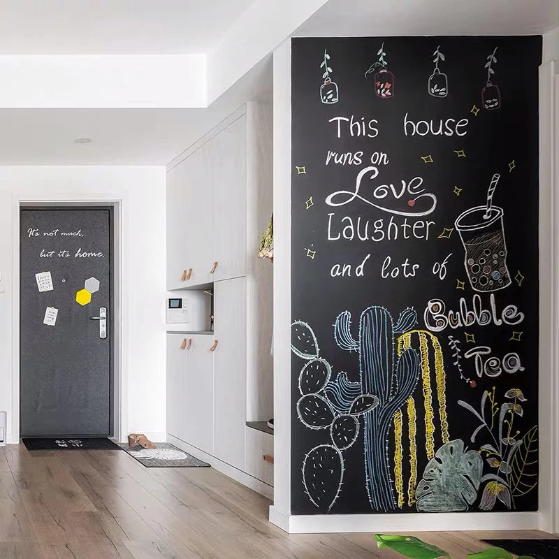 Blackboard Wallpaper Self Adhesive DIY Removable Reusable Erasable Chalkboard Sticker