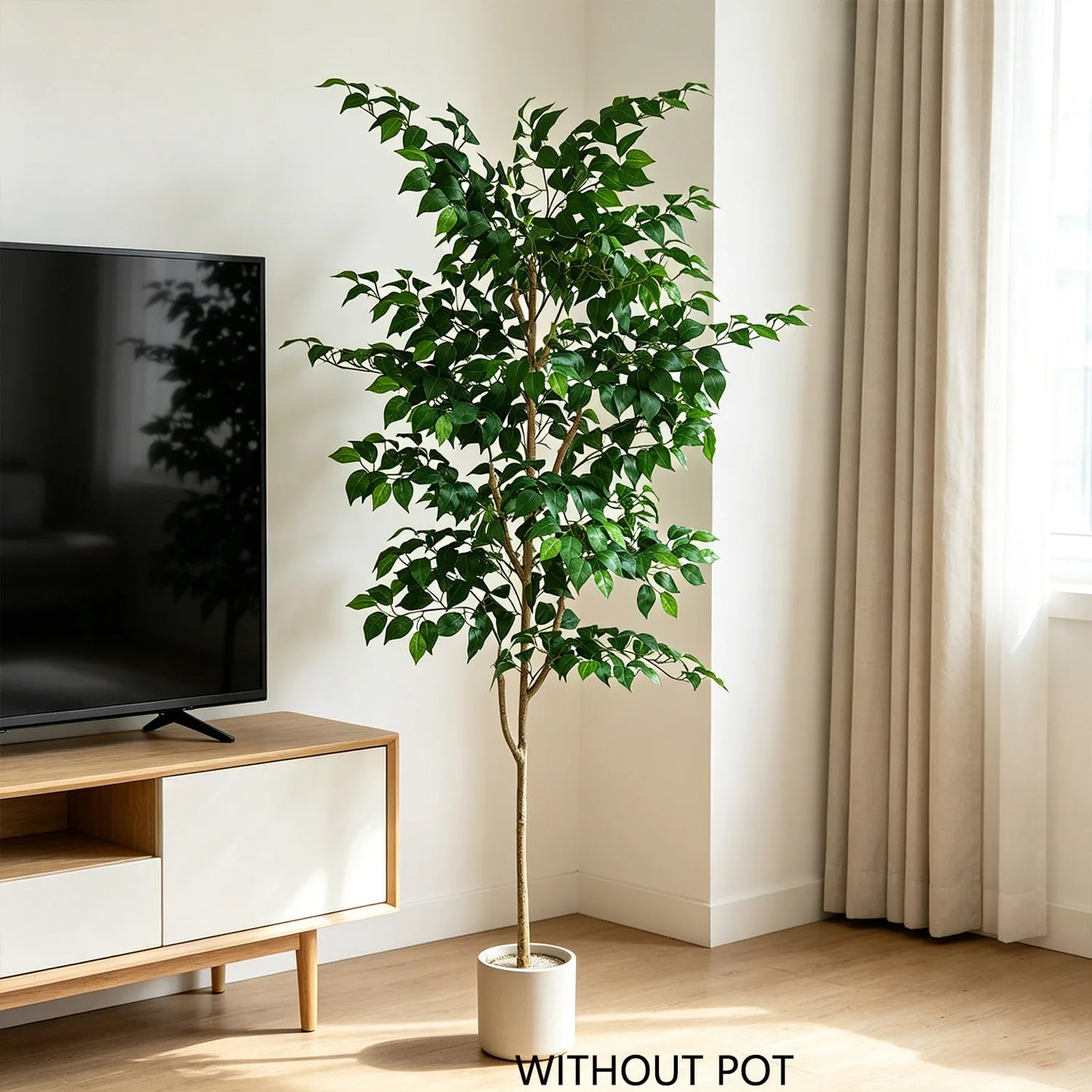 140-210cm Artificial Ficus Plant Banyan Tree Branch Indoor Outdoor Ornament Fake Plant for Home Balcony Living Room Decoration