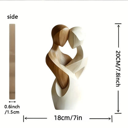 New 2D Flat Statue Embrace Elegant Couple Statue Modern Artificial Wood Decorative Statue Desktop
