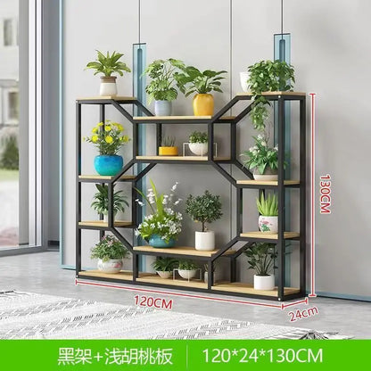 Flower Rack Indoor Living Room Floor-to-ceiling Multi-layer Flower Rack Balcony Wrought Iron Flower Pot Hanger Office Partition