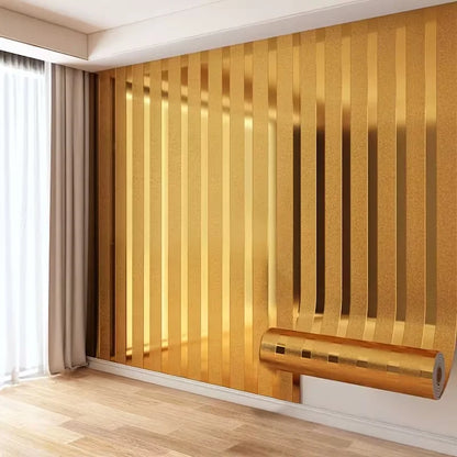 Modern Gold Striped Peel and Stick Wallpaper Shimmering Metallic Design for Bedroom Accent Wall Living Room Furniture Renovation