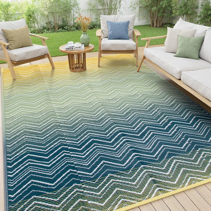 VIKAMA Outdoor Carpet Terrace Durable Machine-Washable Linen Rug Foldable Portable RV Camping Picnic Mat