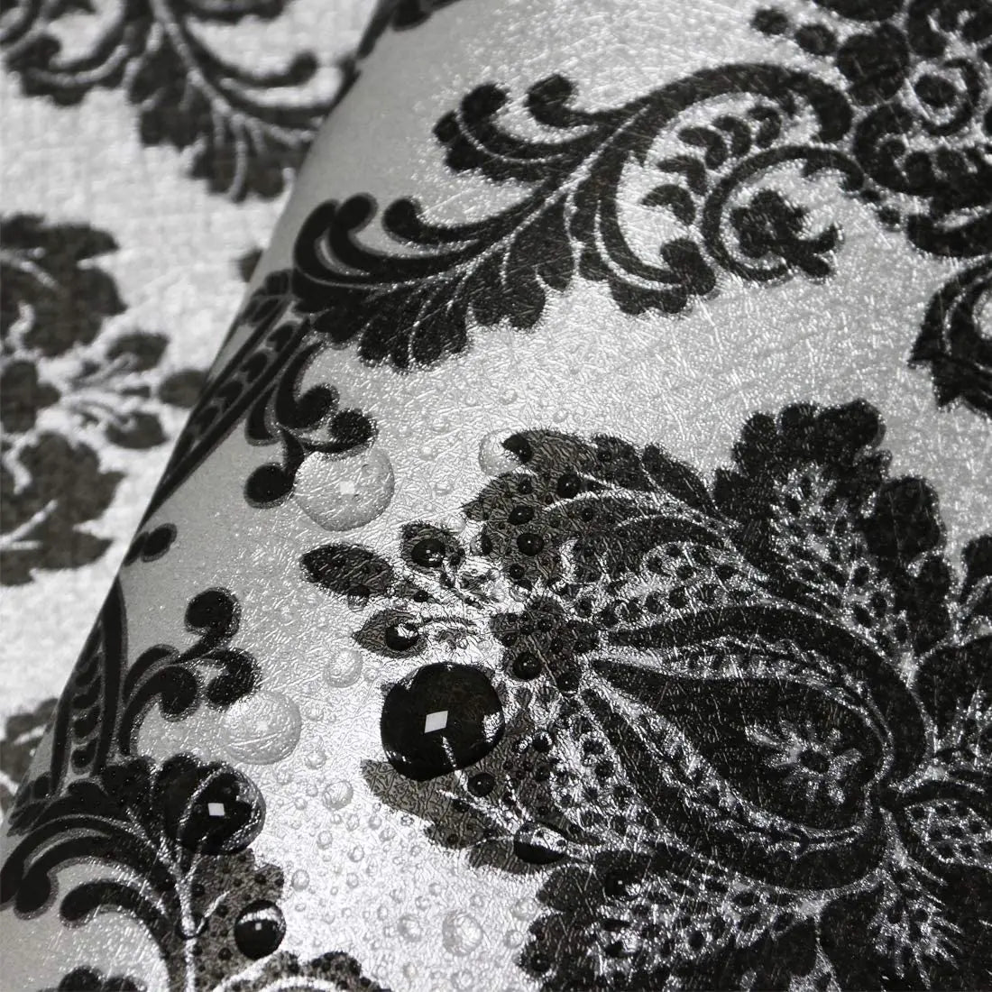Peel and Stick Wallpaper for Bedroom Black Contact Paper Black and Silver Self Adhesive Wallpaper Decor Vinyl Film WallCovering