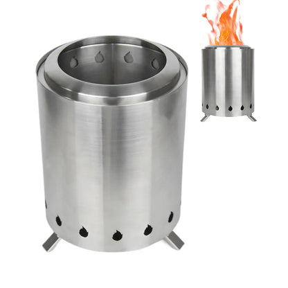 Camping Wood Stove Stainless Steel Outdoor Smokeless Fire Pit Small Backpacking Stove for Traveling Hiking Picnic