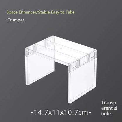 [Kitchen Storage] Clear Expandable Cabinet Organizer, Spice & Dish Divider, Multi-Scene Use For Kitchen & Bathroom