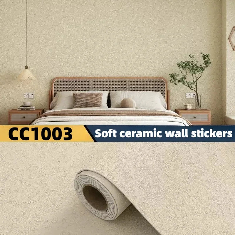 Stone Textured Imitation Roman Travertine Slate Wallpaper Self Adhesive Thickened Stretchable Flexible Wall Sticker Decoration.