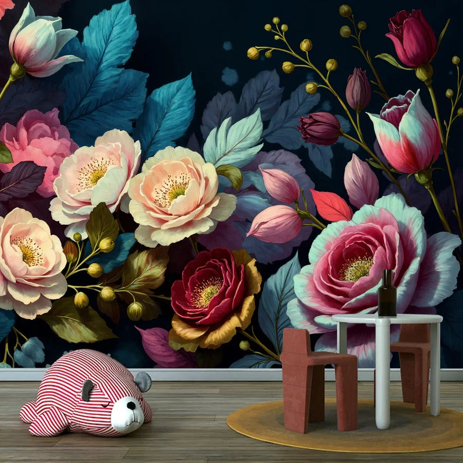 20+ Girly Wallpaper for Living Room Natural Floral Pink Rose Background, Self Adhesive Optional, Walls Art Bed Home Decor Mural