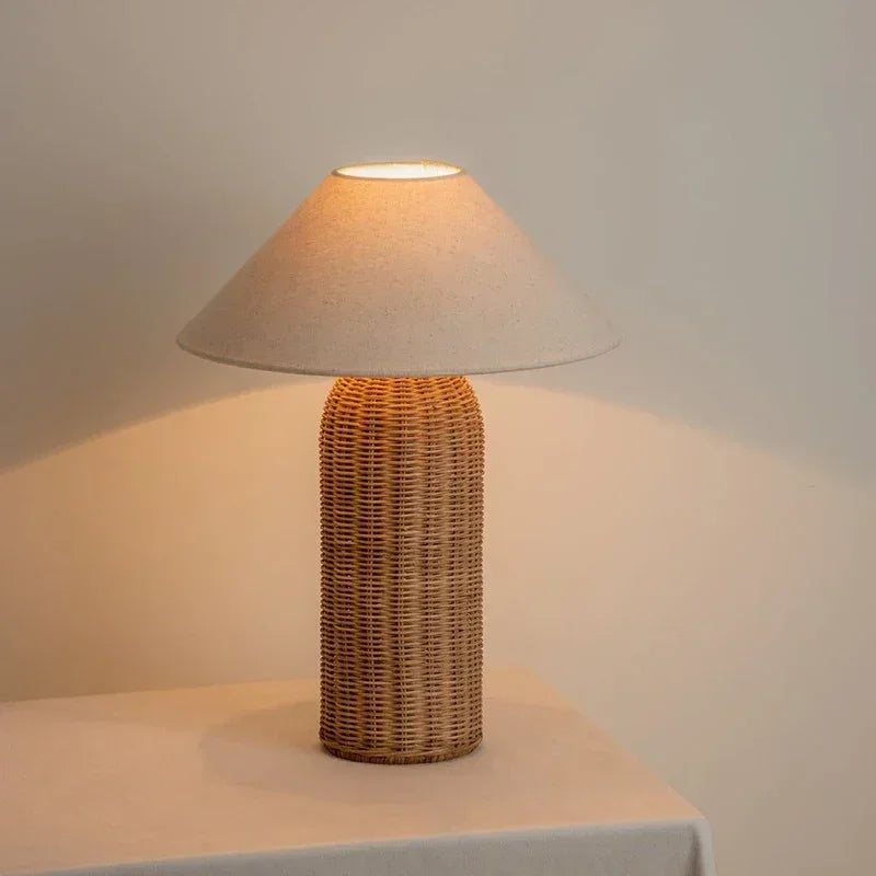 Rustic table lamps Wabi-sabi style rattan table lamp Designer Art brown lamp Hotel Study Home Decoration Bedroom Bedside lights