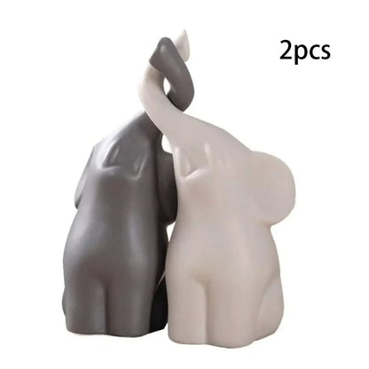 Ceramic Elephant Figurines for Living Room Creative Miniatures Animal Ornaments Crafts and Furnishings 2PCs