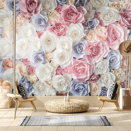 20+ Girly Wallpaper for Living Room Natural Floral Pink Rose Background, Self Adhesive Optional, Walls Art Bed Home Decor Mural