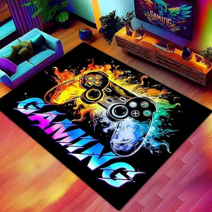 Gaming Rug for Boys Room Gamer Rug with Controller Design Rug for Game Room Bedroom Decor Non-slip Machine Washab Mat Doormat