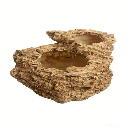 Artificial Driftwood Resin Planter with Dual Holes, Rustic Succulent Pot for Home Decor