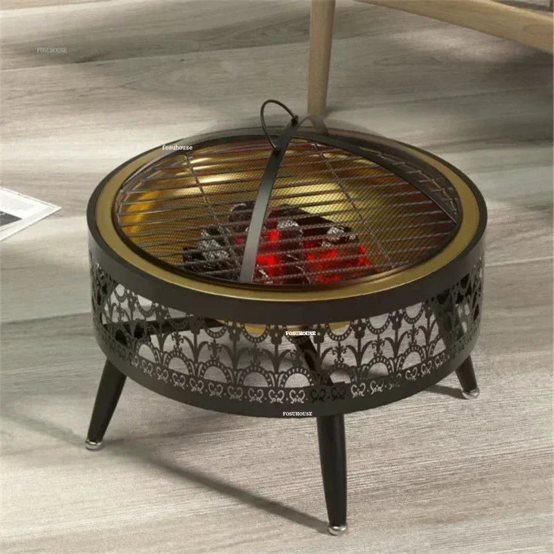 European-style Fire Pits Household Grill Stand Heating Smokeless Charcoal Oven Indoor Fire Stove Modern Stainless Steel Brazier