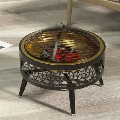 European-style Fire Pits Household Grill Stand Heating Smokeless Charcoal Oven Indoor Fire Stove Modern Stainless Steel Brazier