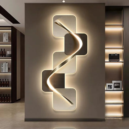 Light luxury entrance hall decoration painting, LED lights, Italian minimalist living room, high-end mural in the corridor