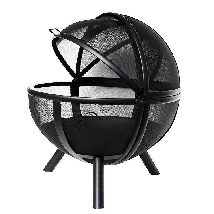 Black Folding 360° Fire Pit, Portable Collapsible Fire Bowl for Outdoor Camping, Patio, Backyard, Bonfire, Heating & BBQ