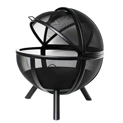Black Folding 360° Fire Pit, Portable Collapsible Fire Bowl for Outdoor Camping, Patio, Backyard, Bonfire, Heating & BBQ