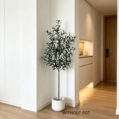4ft/5ft/6ft Artificial Olive Plant Tree Plant Branch Greenery Fake Plant Indoor Outdoor for Home Garden Living Room Decoration