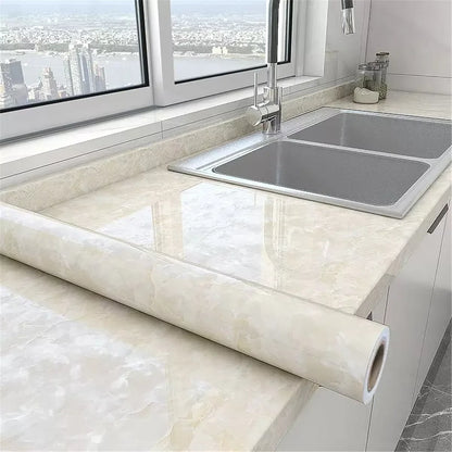 6M Plain Gloss Pearl Film Wallpaper PVC Waterproof Self Adhesive Wallpaper DIY For Wardrobe Kitchen Furniture Room Renovation