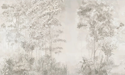 Customized French Wallpaper TV Background Wall Wallpaper Hand Drawn Black and White Forest Living Room Bedroom Papier Peint