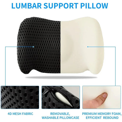 Memory Foam Lumbar Support Pillow for Lower Back Pain Relief for Car Seats, Office Chairs, Gaming Consoles,Sofas,Recliners,Beds