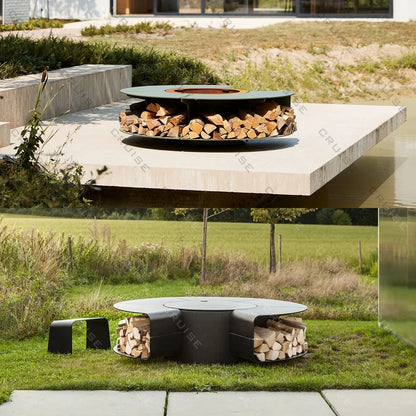 1200mm Freestanding Modern Fire Pit Large Outdoor Wood/Gas/Electric/Alcohol Stove Custom Cooking BBQ for Outdoor