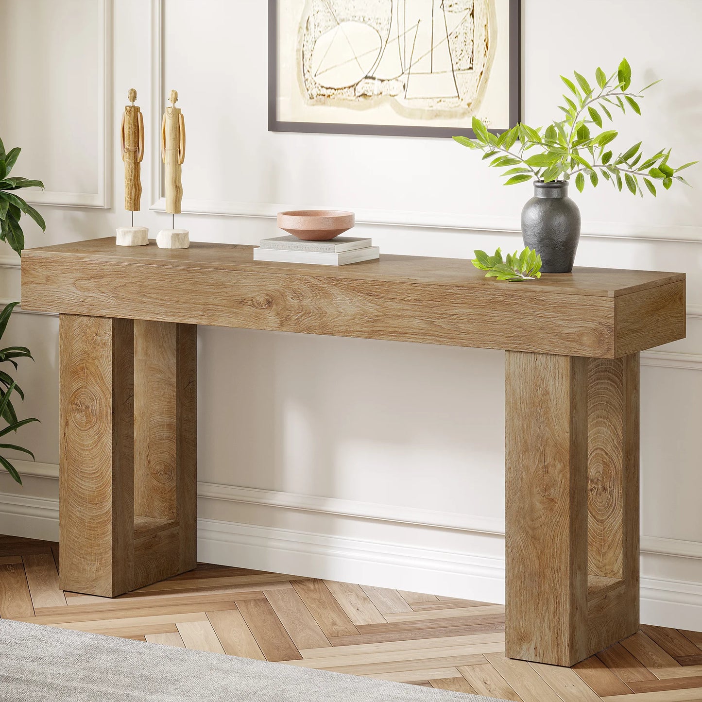 Tribesigns Farmhouse Console Table, 63-Inch Long Narrow Sofa Table Behind The Couch, Wooden Rectangular Entryway Table for Entrance, Hallway, Living Room