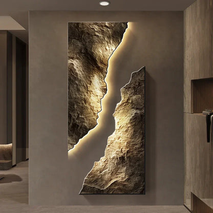 Living Room Decoration Painting Lamp Modern Luxury LED Rock Shape RC Wall Light Indoor Corridor Background Wall Mural Lights
