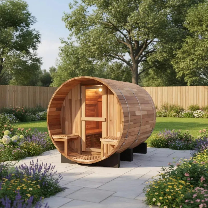 Customized Traditional Cedar Wood Outdoor Dome Sauna, Dry Steam Solid Wood Sauna Room for Backyard Garden Leisure