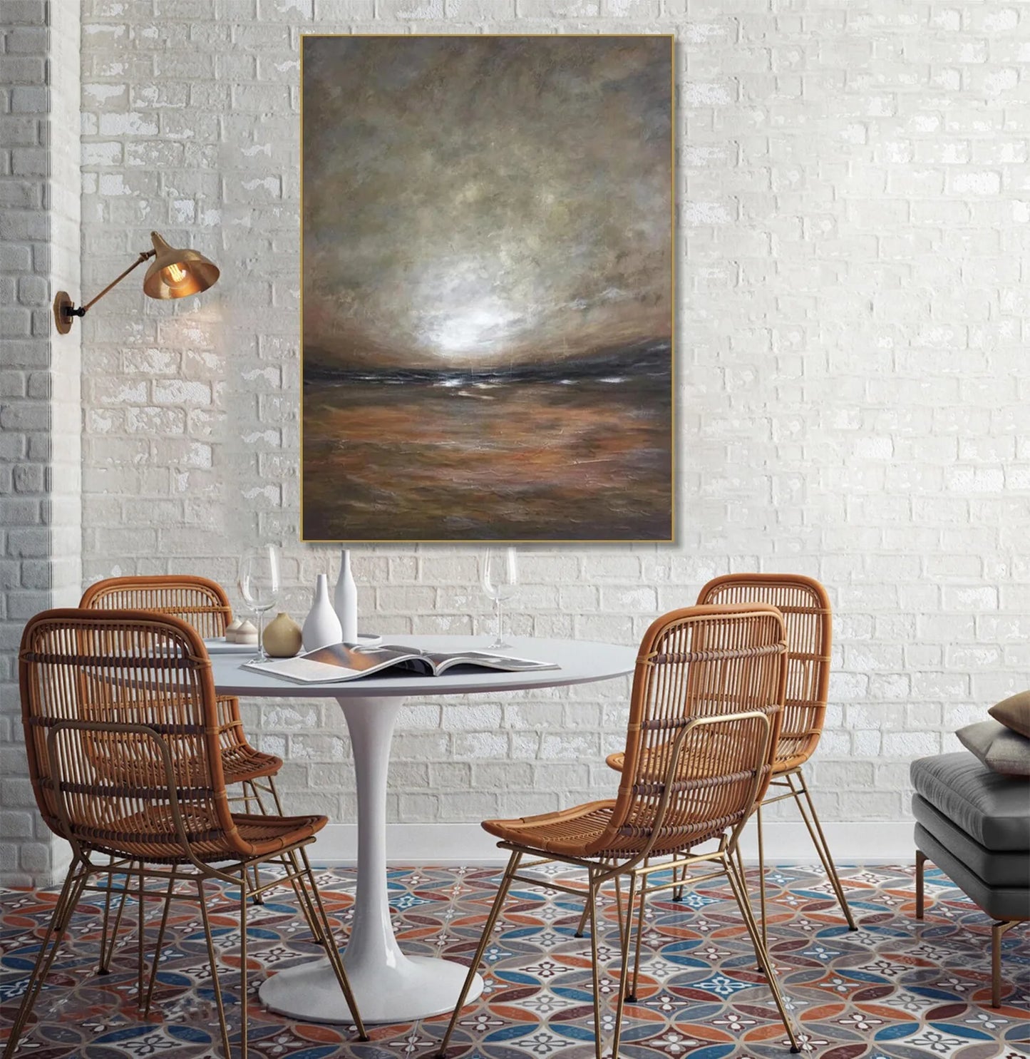 Mhemyo Large White and Gold Abstract Oil Painting Textured Minimalist Wall Art Handmade Luxury Canvas Modern Neutral Home Decor