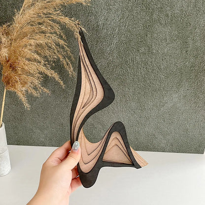 Wooden Sculpture Art Decorative Figurine, Minimalist Irregular Shape Home Decoration, Unique Curved Wood Carving Ornament