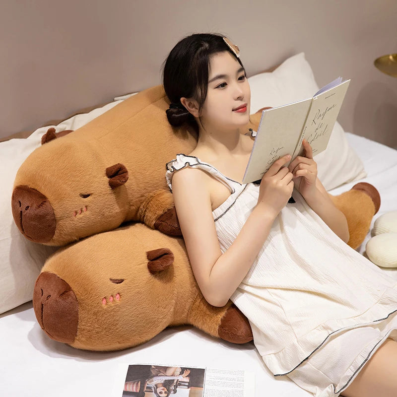 Papaya Capibara throw pillow with otter plush toy for girls' bed as a companion pillow for sleeping, girlfriend's birthday gift