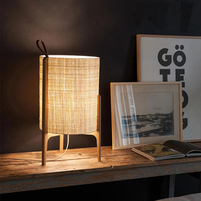 Modern Wooden Desk Lights Japanese Floor Lamps for bedroom Home Decoration Living Room Living Room Hotel Fabric Table Lamp