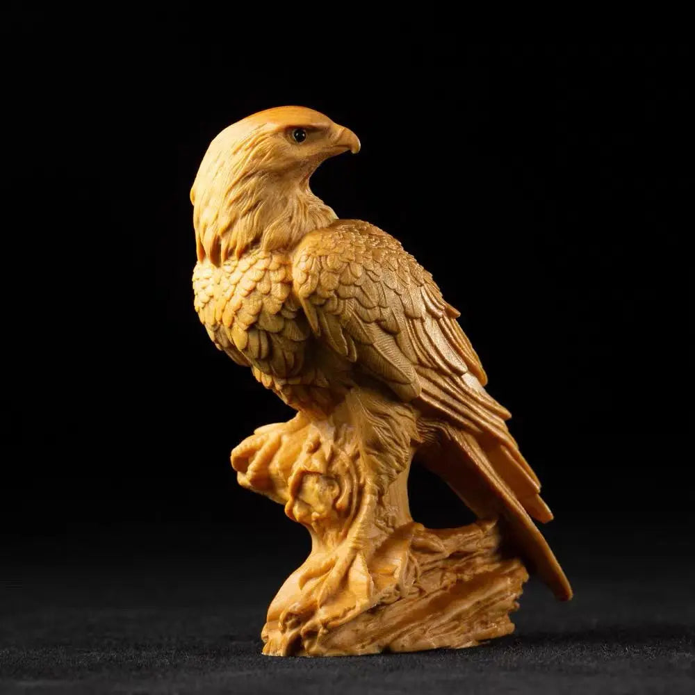 Yellow Poplar Wood Carving Eagle Ornaments Big Show Grand Plan Hand Piece Opening Home Decoration Housewarming Gift