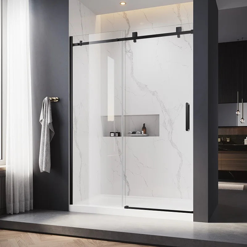 Most Popular Bathroom Shower Room Tempered Glass Partition Single Sliding Frameless Shower Doors