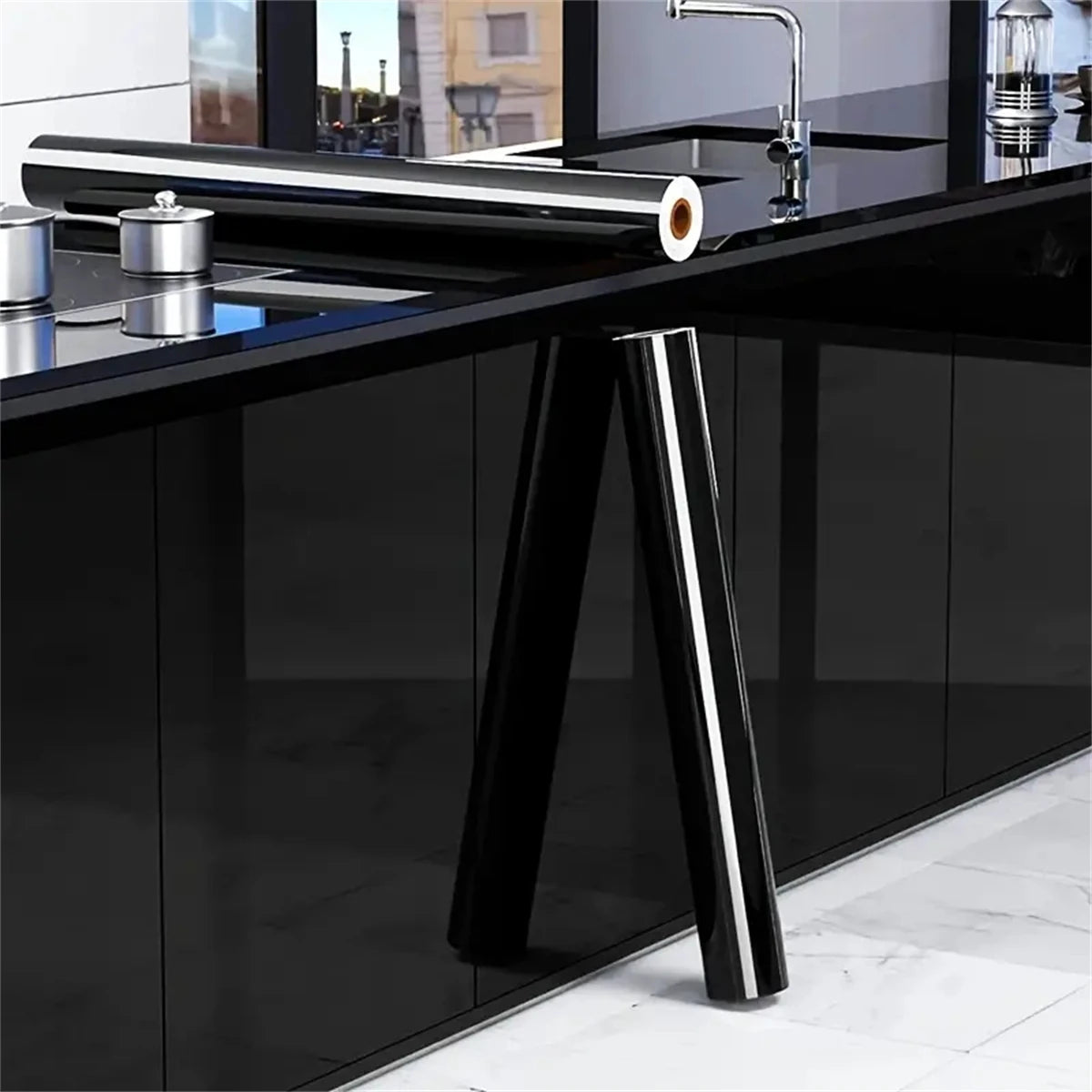 Classic Glossy Vinyl Wallpaper for  Rolls Waterproof Wall Stickers Bathroom Table Kitchen Adhesive Sticker for Furniture Decor