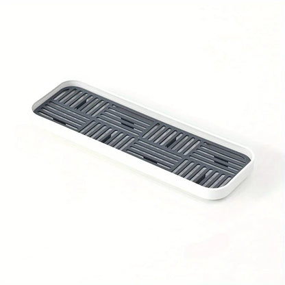 Kitchen Sink Organizer with Drain Tray, Sponge Holder, and Cutlery Drainer - Keep Your Countertop Clean and Tidy!
