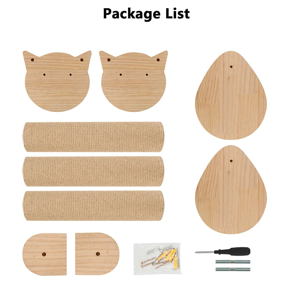 Cat Scratching Posts with 2 Perches Platforms Wall Mounted Climbing Shelves Sisal Scratcher For Cats Tree Tower Pet Accessories