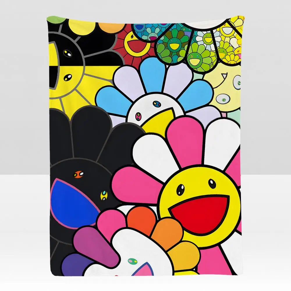 Artist T-Takashi M-Murakami Throw Soft Flannel Blanket for Bed Bedroom Sofa Picnic Throw Skin-friendly Breathable Gift Cover