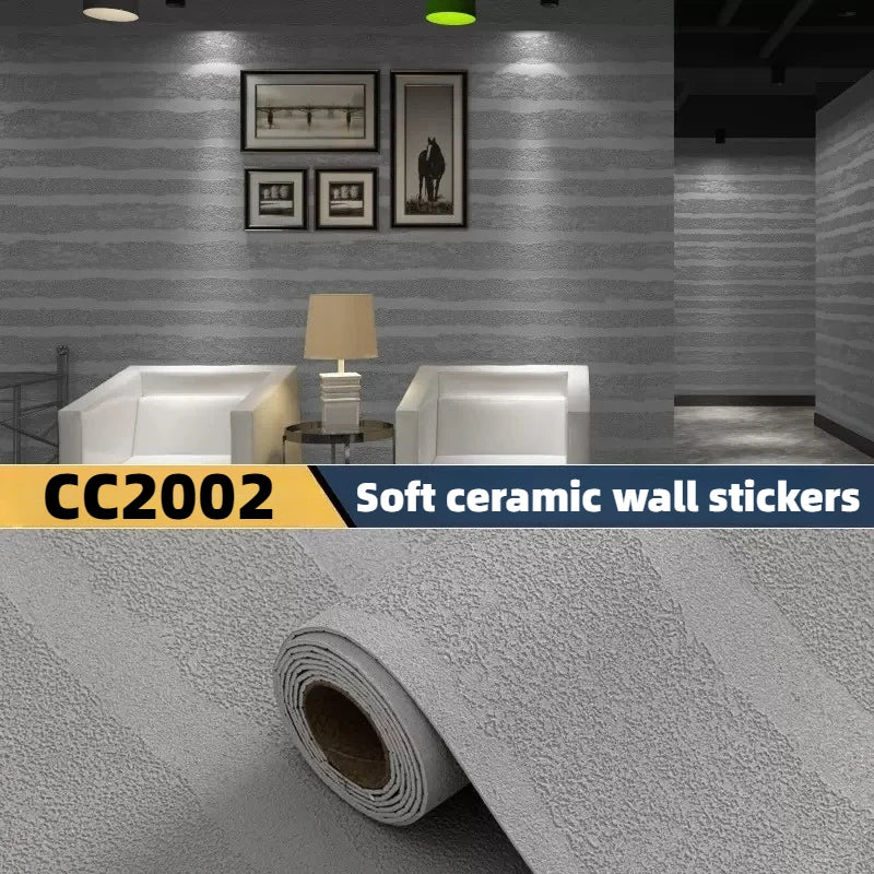 Stone Textured Imitation Roman Travertine Slate Wallpaper Self Adhesive Thickened Stretchable Flexible Wall Sticker Decoration.