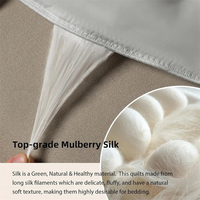 Silk Blanket with 100% Mulberry Silk Filled Summer Air Condition Throw Blanket Lightweight and Ultra Soft Thin Summer Comforter