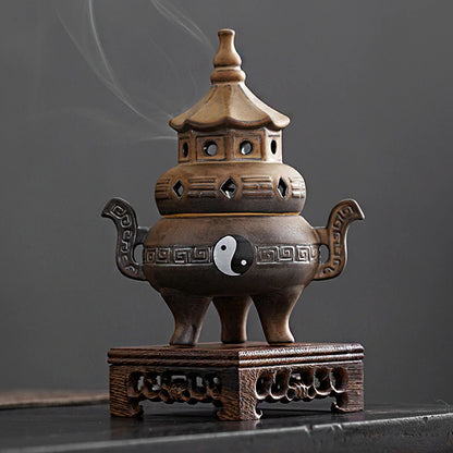 Tall Tai Chi Eight Trigu Stove Living Room Decoration Creative Home Indoor Plate Incense Burner Ceramic Incense Burner