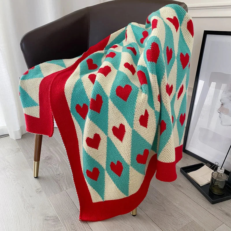 Luxury Sofa Throw Blanket for Women Summer Fall Cute Love Shawl Blanket Home Office Nap Blanket Living Room Feel Bed End Cover