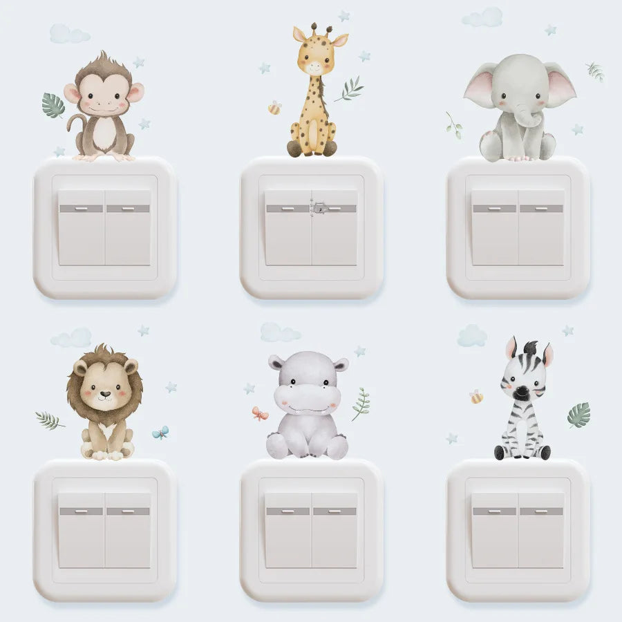 Forest Animals Rainbow Wall Stickers for Kids Rooms Children Boys Girls Baby Room Decoration Nursery Wallpaper Giraffe Elephant