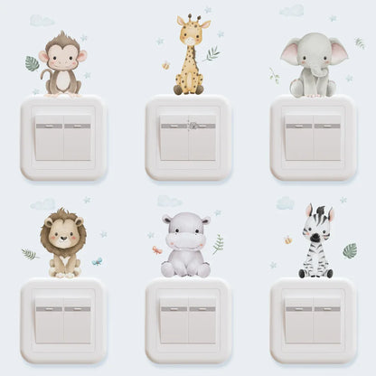 Forest Animals Rainbow Wall Stickers for Kids Rooms Children Boys Girls Baby Room Decoration Nursery Wallpaper Giraffe Elephant